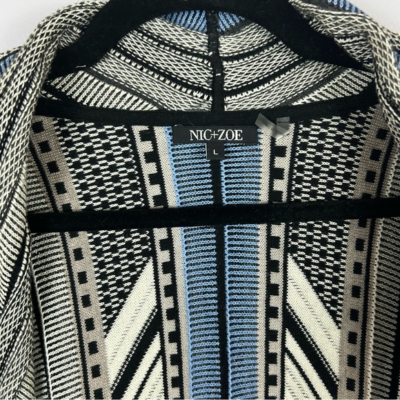 Nic+Zoe Multicoloured Striped Open Cardigan Long Sleeve with Fringe Size Large - Picture 3 of 9